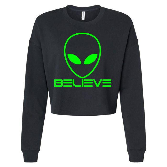 Alien Believe Funny Science Cropped Pullover Crew
