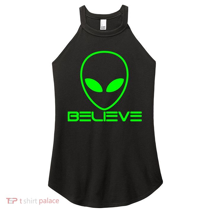 Alien Believe Funny Science Women's Perfect Tri Rocker Tank