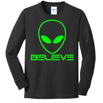 Alien Believe Funny Science Kids Long Sleeve Shirt