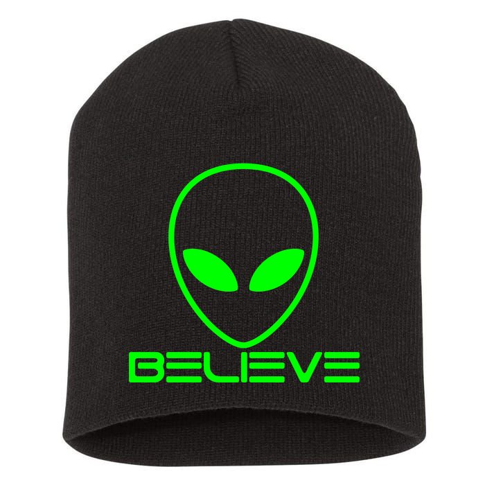 Alien Believe Funny Science Short Acrylic Beanie