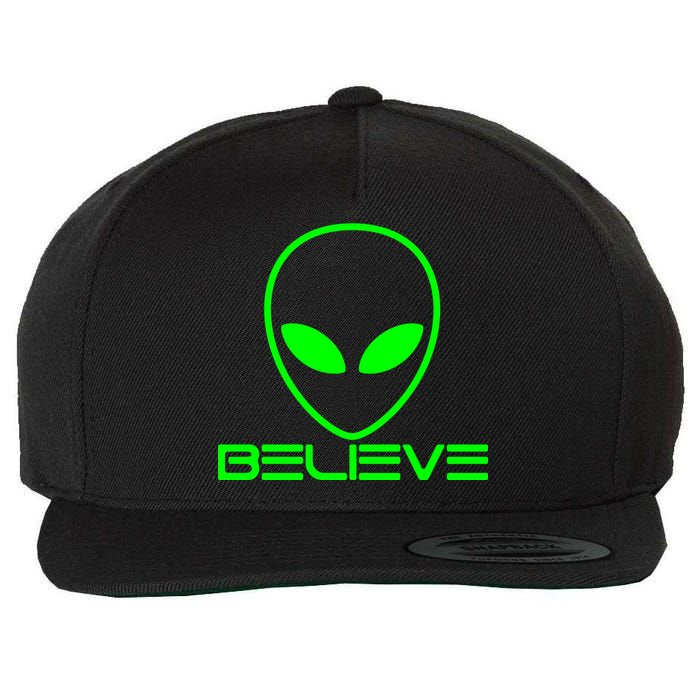 Alien Believe Funny Science Wool Snapback Cap