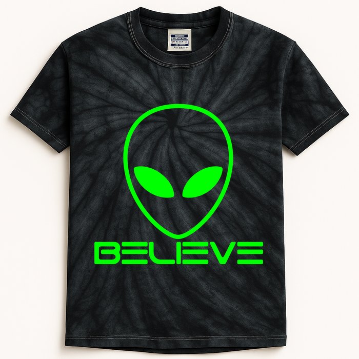 Alien Believe Funny Science Kids Tie-Dye T-Shirt