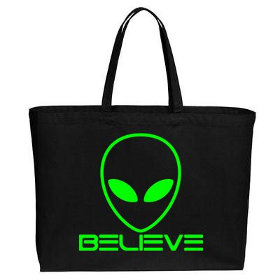 Alien Believe Funny Science Cotton Canvas Jumbo Tote