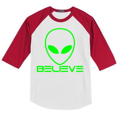 Alien Believe Funny Science Kids Colorblock Raglan Jersey