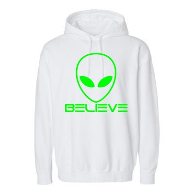 Alien Believe Funny Science Garment-Dyed Fleece Hoodie