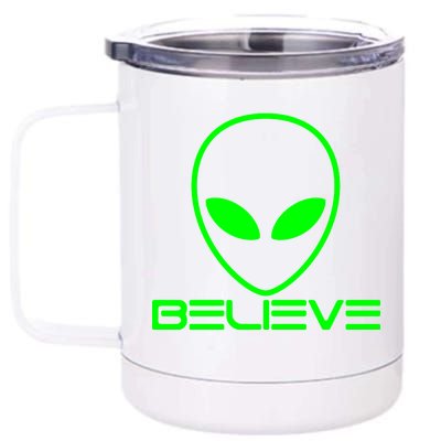 Alien Believe Funny Science 12 oz Stainless Steel Tumbler Cup