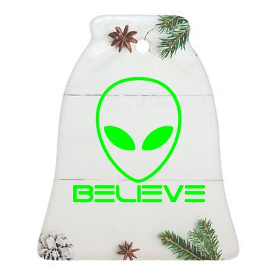 Alien Believe Funny Science Ceramic Bell Ornament