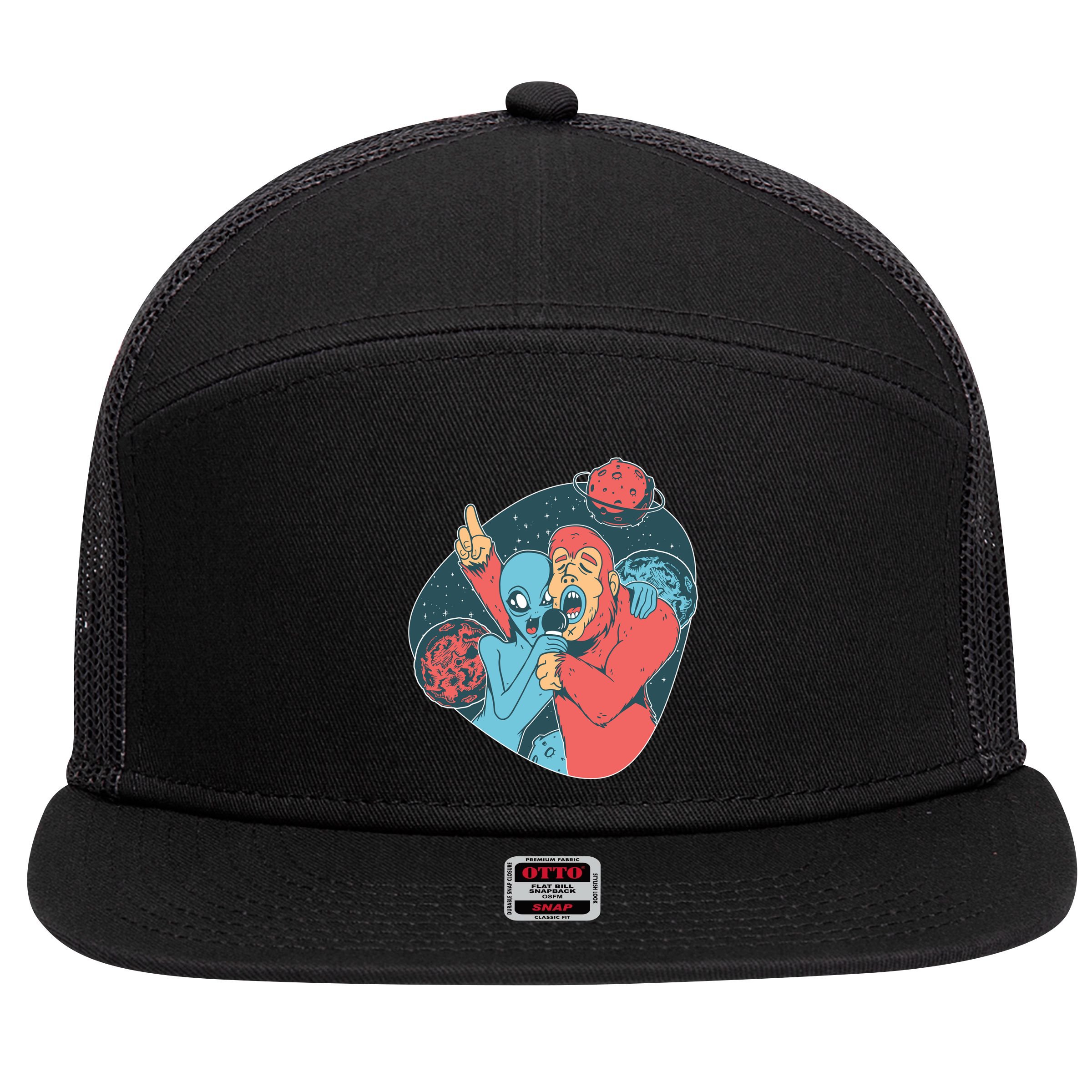 Alien Bigfoot Karaoke 7 Panel Mesh Trucker Snapback Hat