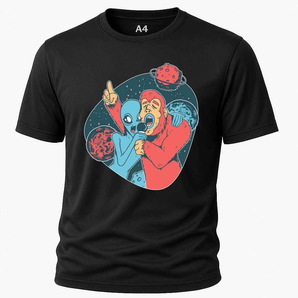 Alien Bigfoot Karaoke Cooling Performance Crew T-Shirt