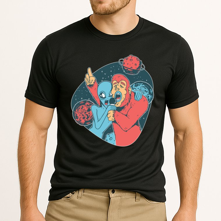 Alien Bigfoot Karaoke Cooling Performance Crew T-Shirt