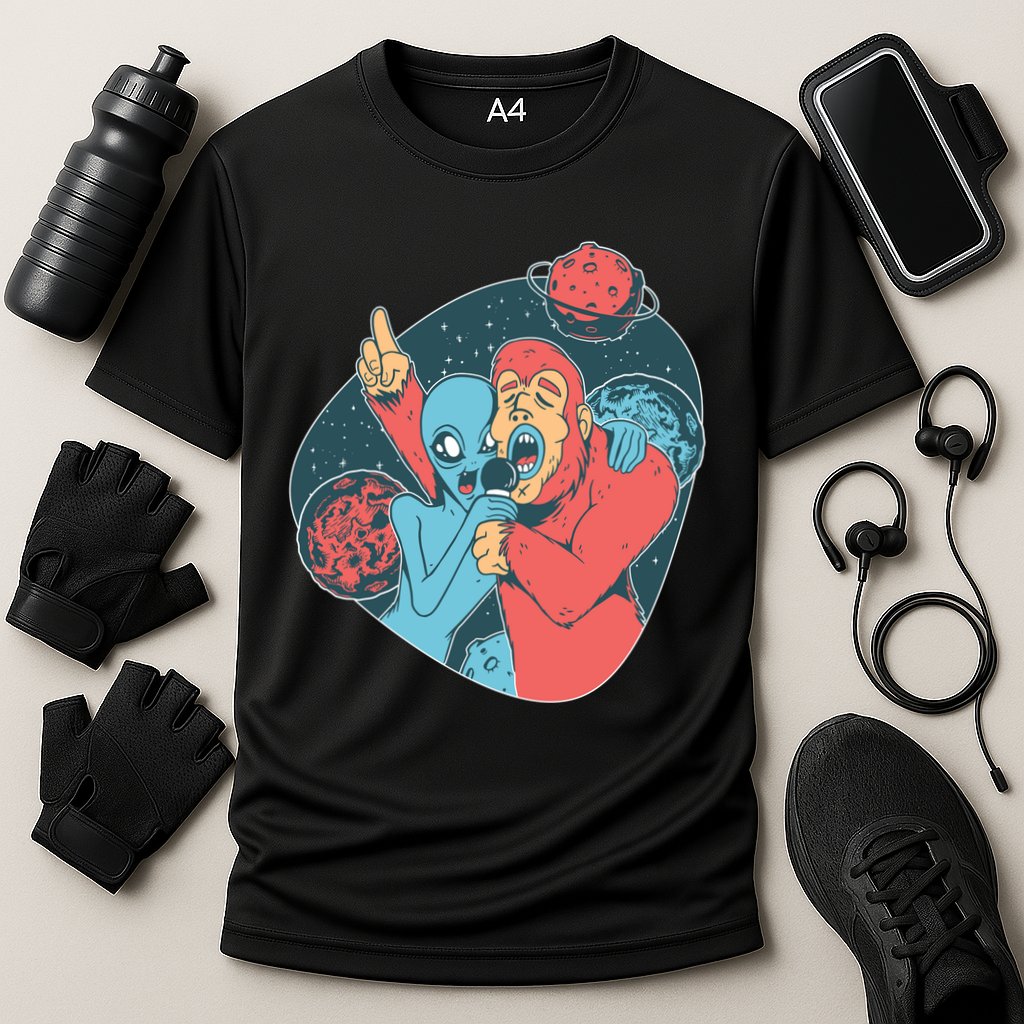 Alien Bigfoot Karaoke Cooling Performance Crew T-Shirt