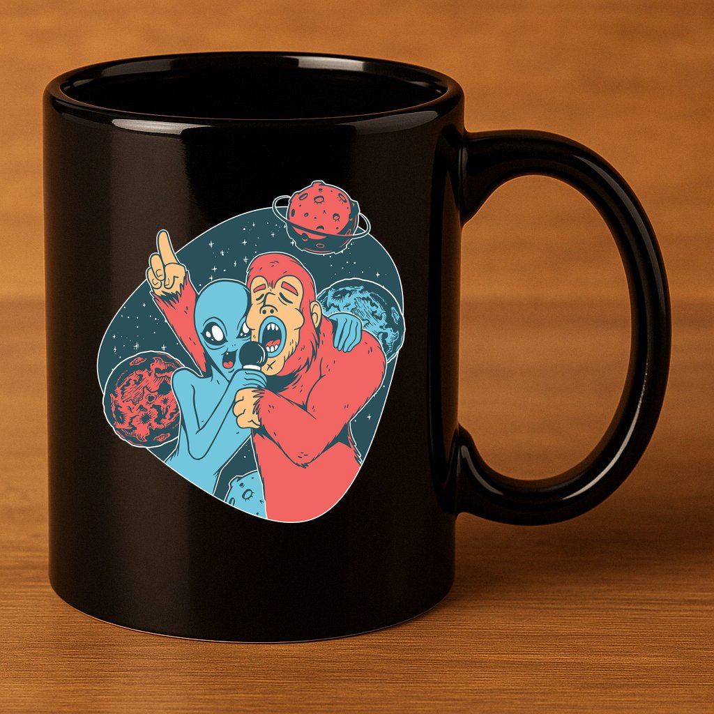 Alien Bigfoot Karaoke 11oz C Handle Ceramic Mug