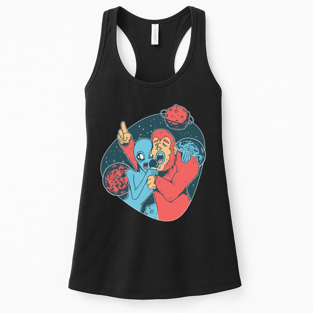 Alien Bigfoot Karaoke Womens Tank Top