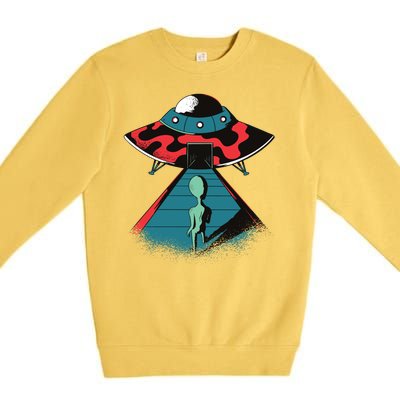 Alien Entering UFO Premium Crewneck Sweatshirt