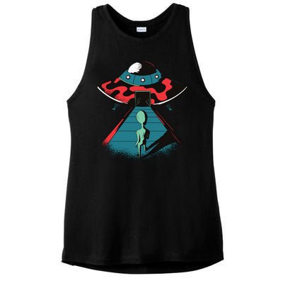 Alien Entering UFO Ladies PosiCharge Tri-Blend Wicking Tank