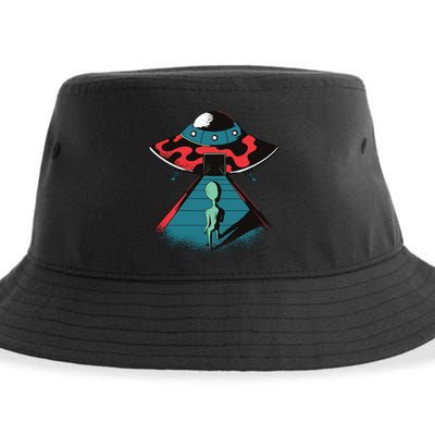 Alien Entering UFO Sustainable Bucket Hat