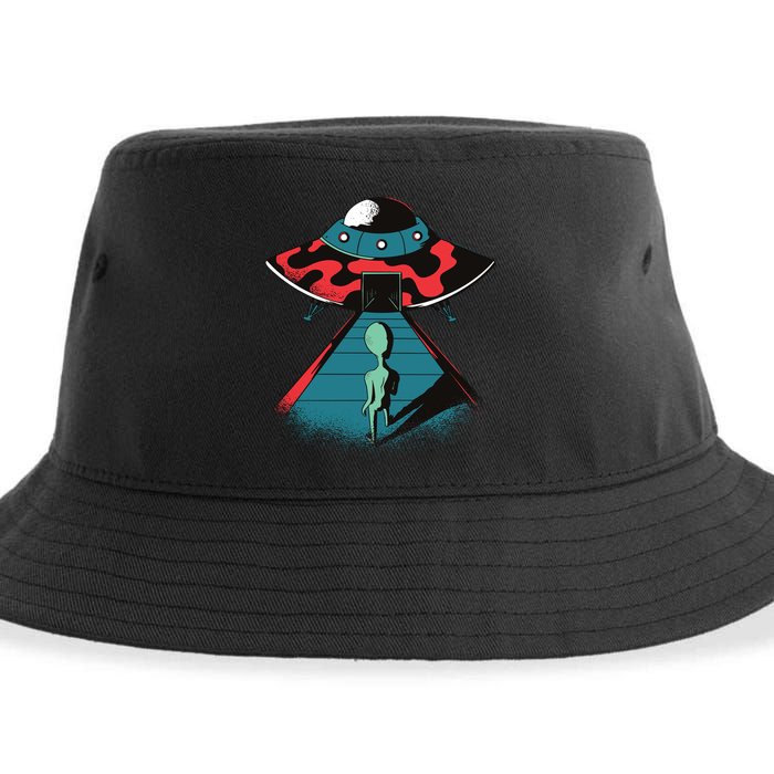 Alien Entering UFO Sustainable Bucket Hat