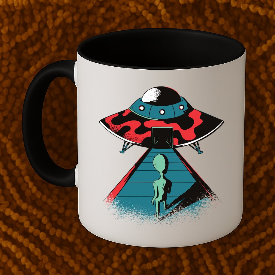 Alien Entering UFO Mug