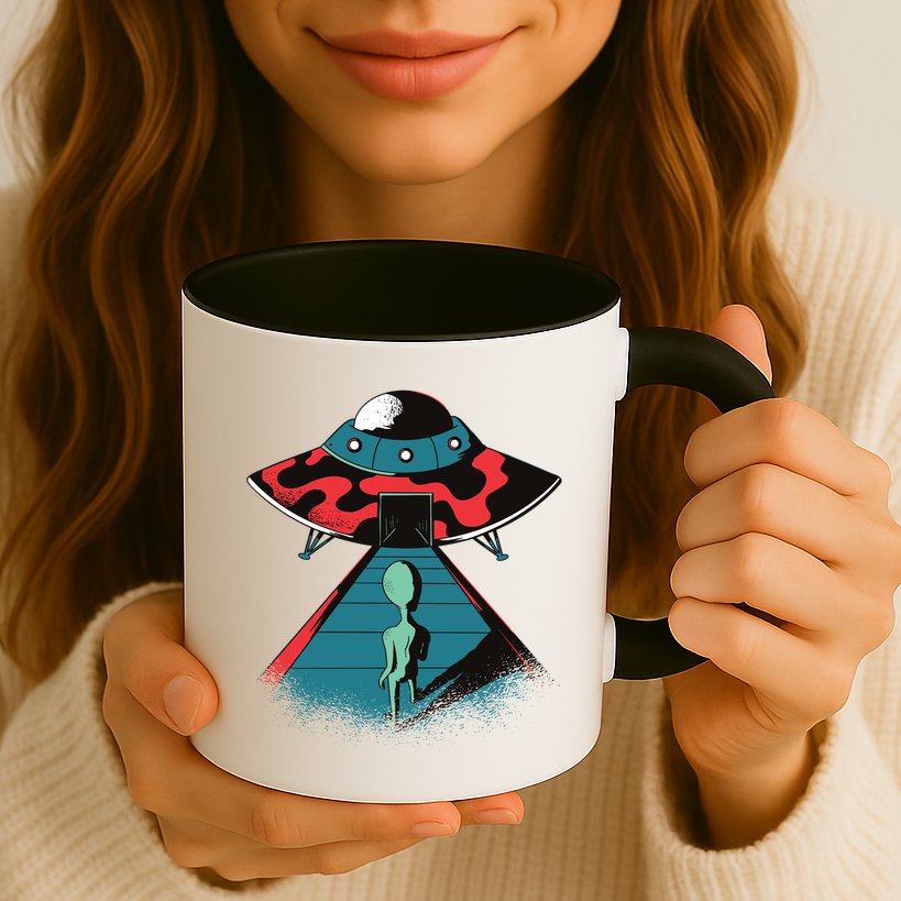 Alien Entering UFO Mug