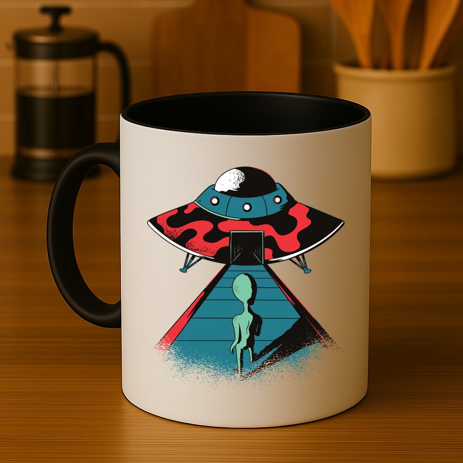 Alien Entering UFO Mug
