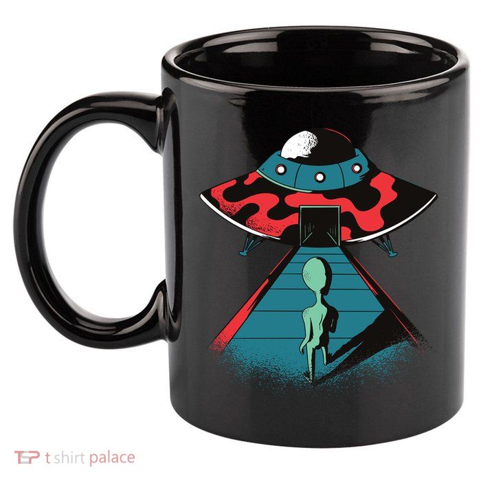 Alien Entering UFO 11oz C Handle Ceramic Mug