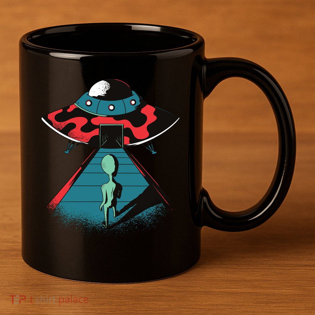 Alien Entering UFO 11oz C Handle Ceramic Mug