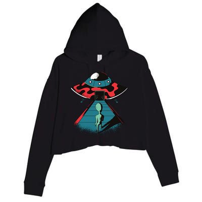 Alien Entering UFO Crop Fleece Hoodie