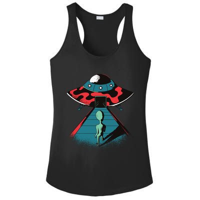 Alien Entering UFO Ladies PosiCharge Competitor Racerback Tank