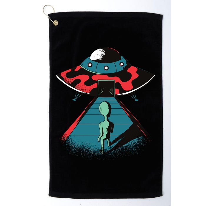 Alien Entering UFO Golf Towel