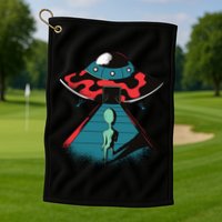 Alien Entering UFO Golf Towel