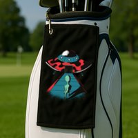 Alien Entering UFO Golf Towel