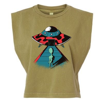 Alien Entering UFO Garment-Dyed Women's Muscle Tee