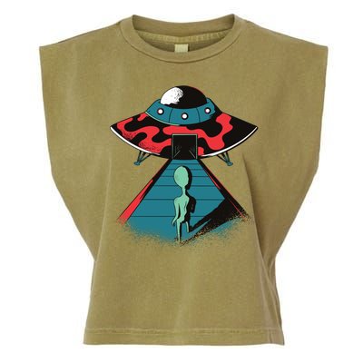 Alien Entering UFO Garment-Dyed Women's Muscle Tee