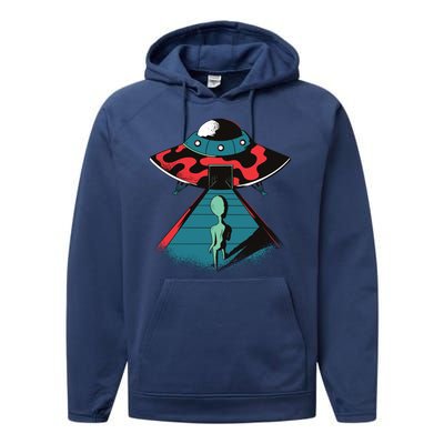 Alien Entering UFO Performance Fleece Hoodie