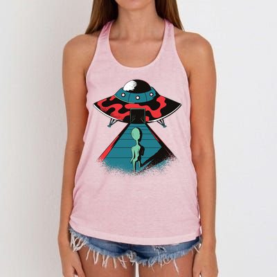 Alien Entering UFO Women's Knotted Racerback Tank