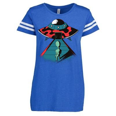 Alien Entering UFO Enza Ladies Jersey Football T-Shirt