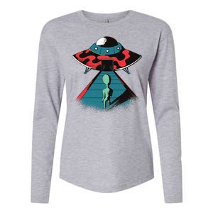 Alien Entering UFO Womens Cotton Relaxed Long Sleeve T-Shirt