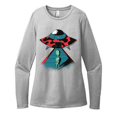 Alien Entering UFO Womens CVC Long Sleeve Shirt