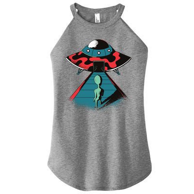 Alien Entering UFO Women's Perfect Tri Rocker Tank