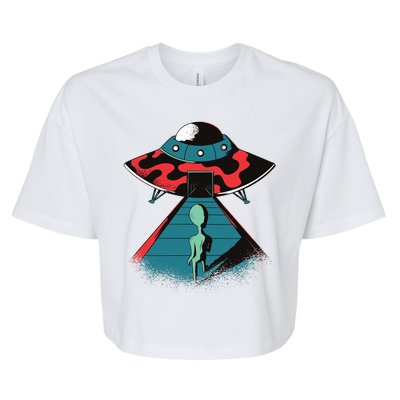 Alien Entering UFO Bella+Canvas Jersey Crop Tee