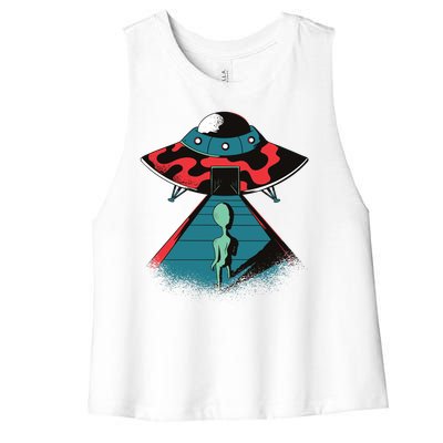 Alien Entering UFO Women's Racerback Cropped Tank