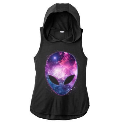 Alien Galaxy Face Ladies PosiCharge Tri-Blend Wicking Draft Hoodie Tank