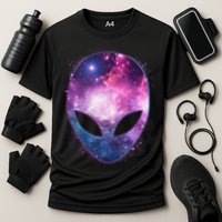 Alien Galaxy Face Cooling Performance Crew T-Shirt