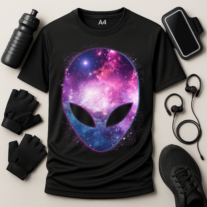 Alien Galaxy Face Cooling Performance Crew T-Shirt