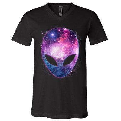 Alien Galaxy Face V-Neck T-Shirt