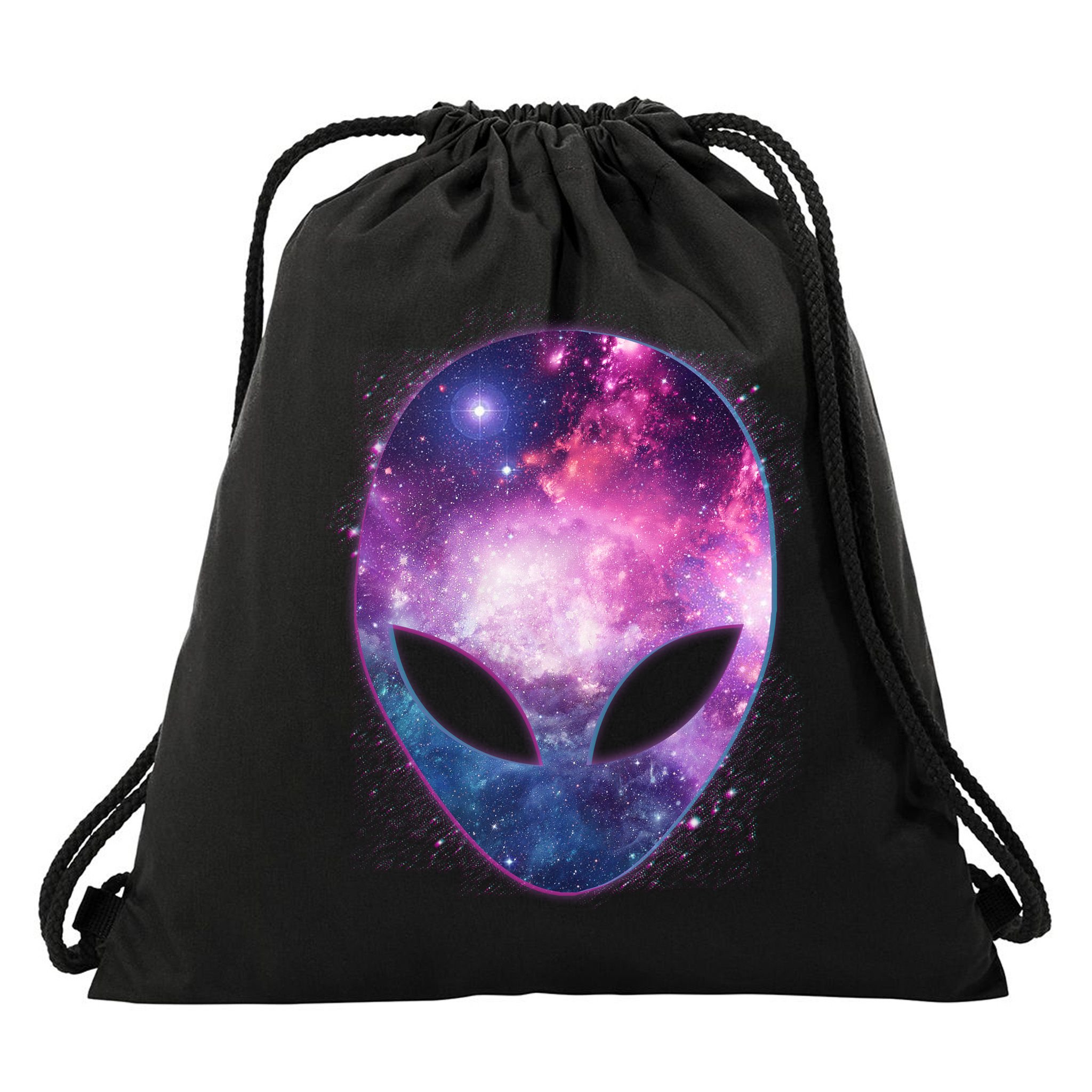 Alien Galaxy Face Drawstring Bag
