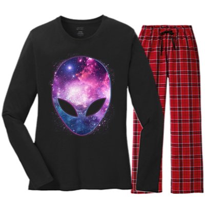 Alien Galaxy Face Women's Long Sleeve Flannel Pajama Set 