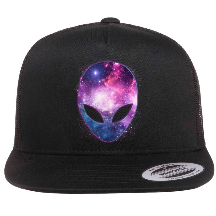 Alien Galaxy Face Flat Bill Trucker Hat