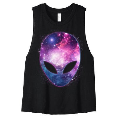 Alien Galaxy Face Women's Racerback Cropped Tank