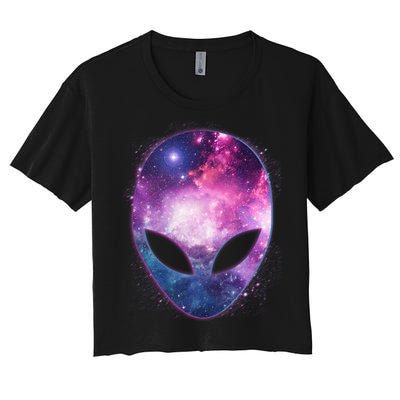 Alien Galaxy Face Women's Crop Top Tee